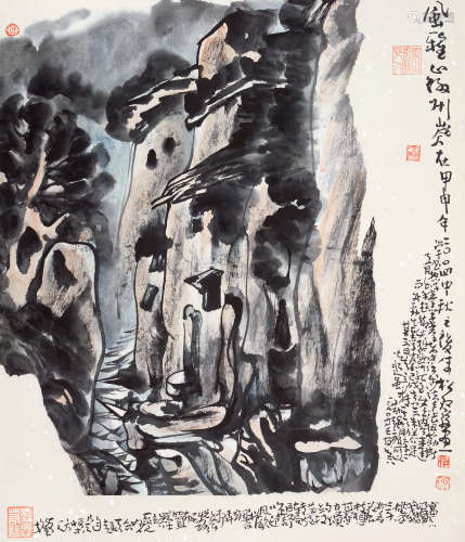 朱松发 甲申（2004年）作 风雅徽州 镜框 设色纸本