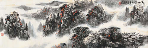郭公达 庚辰（2000年）作 黄山图 镜片 设色纸本