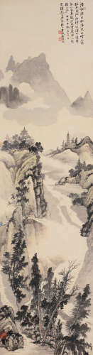 刘古瀛 甲申（1944年）作 涪江探源图 立轴 设色纸本