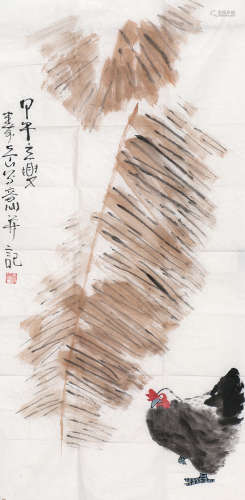 陈寿岳 鸡 软片 纸本