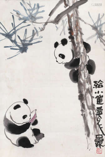 吕林 熊猫 立轴 纸本