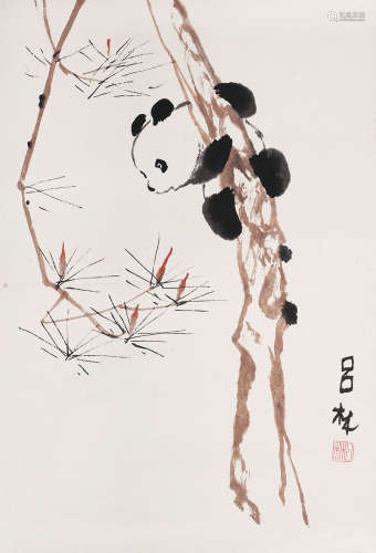 吕林 熊猫 镜片 纸本