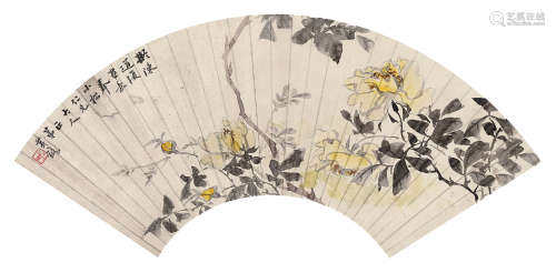 黄銊 花卉 镜片 纸本