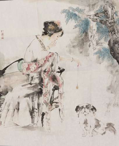 A CHINESE PAINTING OF CHINESE BEAUTY