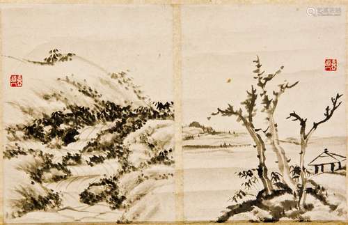 THREE CHINESE PAINTINGS OF LANDSCAPE AND FLOWER