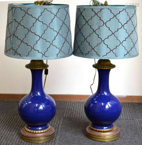 Pair Antique Chinese Blue Porcelain Vases
