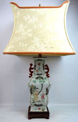 19thC Chinese Famille Rose Enameled Porcelain Vase