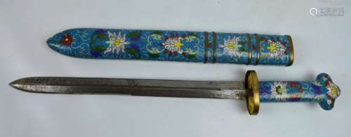 Chinese Cloisonne Dagger and Sheath