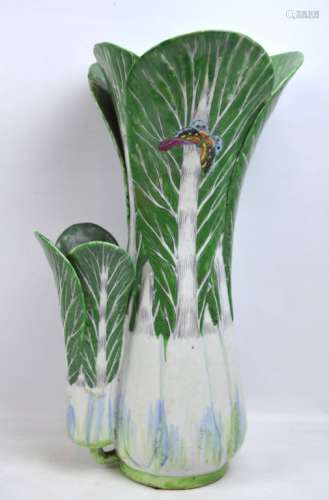 Rare Rose Medallion Butterfly & Cabbage Vase