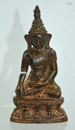 19th C Nepal; Seated Bronze Buddha