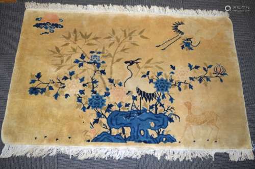 Fine Qing Dynasty Beijing Cut-Pile Picture Carpet