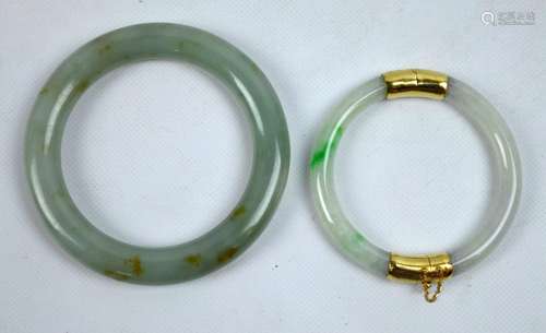 2 - Chinese Natural Jadeite Green Bangles