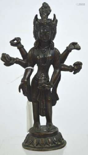 Antique Tibetan Bronze Guanyin Standing Figure