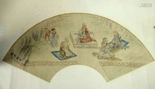 19th Century Chinese Silk Mounted Fan Painting