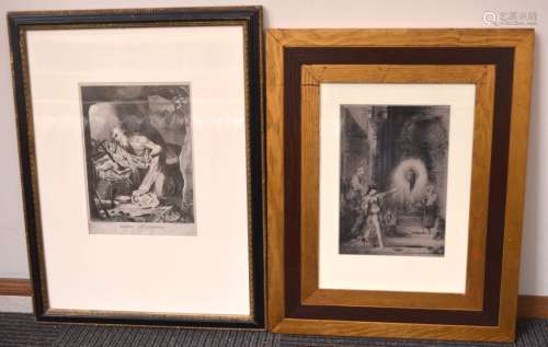 2 Antique Prints; Gustave Moreau; 17/18C Engraving