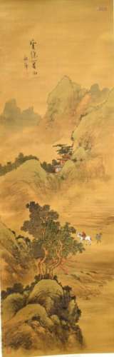 Chinese Landscape Scroll on Silk