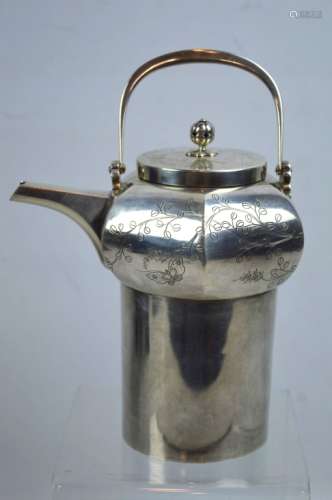 19th C Japanese Silver Teapot or Winepot