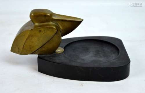 G. H. Laurent Bronze Art Deco Pelican Sculpture