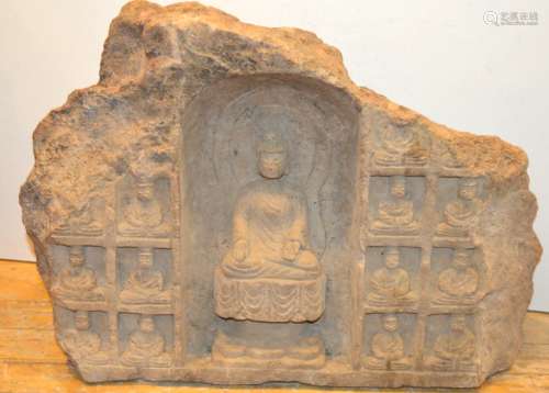 Large Carved Stone Asian Buddhist Fragment