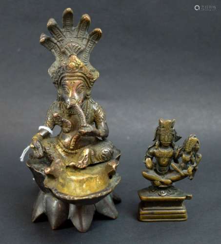 2 Indian Bronze Hindu Religious Figures