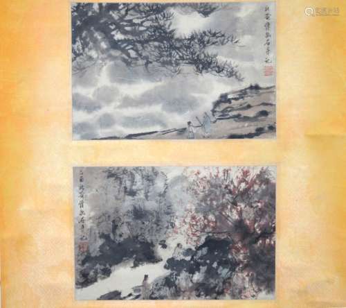 Pr Chinese Ink & Color Paintings signed Fu Baoshi