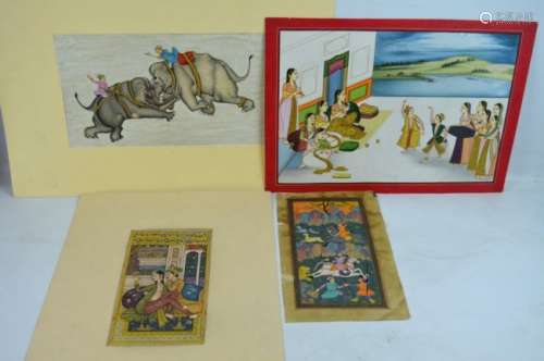 4 - Fine Miniature Paintings; 2 Persian, 2 Indian