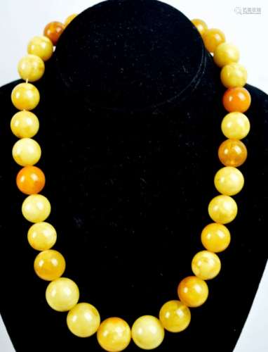 Round Butterscotch Amber Bead Necklace