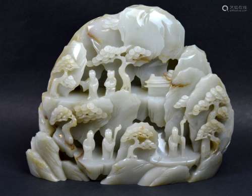 Fine Late Qing Chinese Carved Jade Boulder