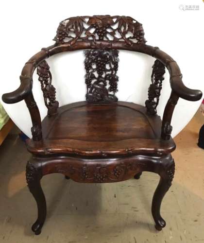 Good Antique Chinese Carved Hardwood Arm Chair