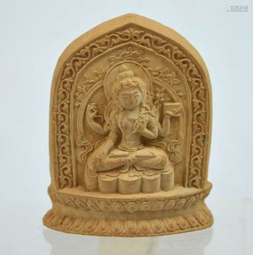 Terra Cotta Tibetan Buddha Votive Plaque