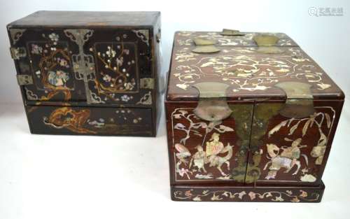 Antique Chinese Inlay & Hardwood Box w Mirror + 1