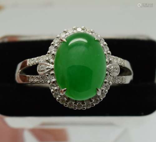 A Bright Apple Green Jadeite Ring