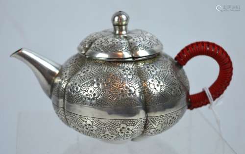 Fine, Heavy, Chinese Silver Small Teapot & Cover