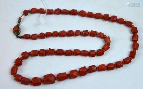 Fine Antique Aka Dark Coral Bead Necklace