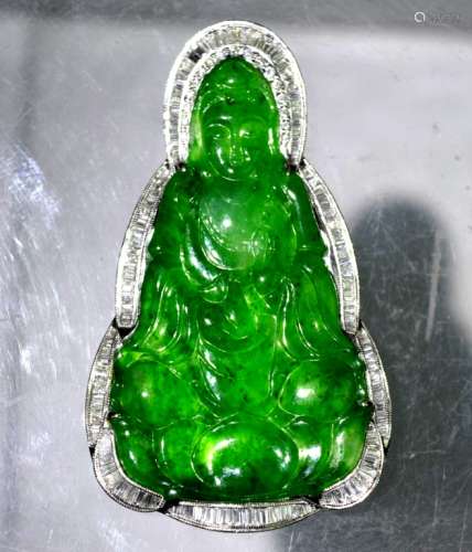 HKLab Certified Natural Jadeite Guanyin Pendant