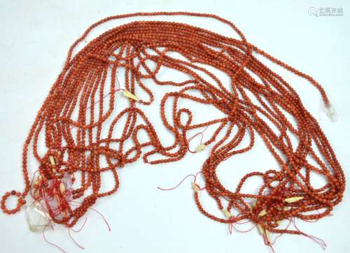 86 Grams of Small Dark Coral Beads