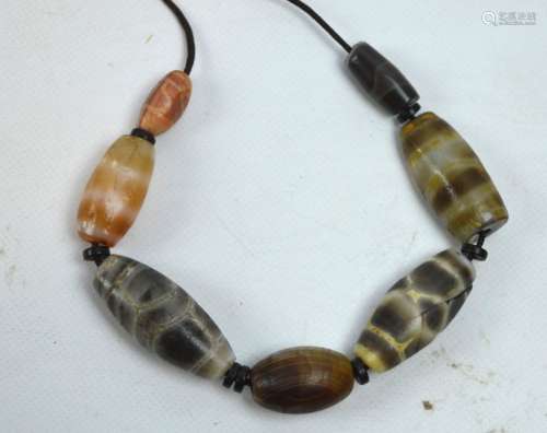 7 - Antique Tibetan Dzi Beads