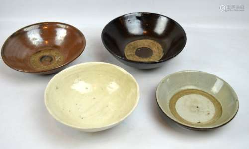 4 Chinese Ceramic Bowls; 1 Cizhou Yao, 3 Glazed