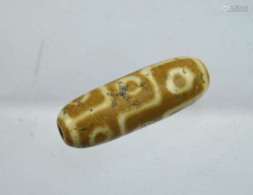 Rare Antique Tibetan Cream Colored Dzi Bead