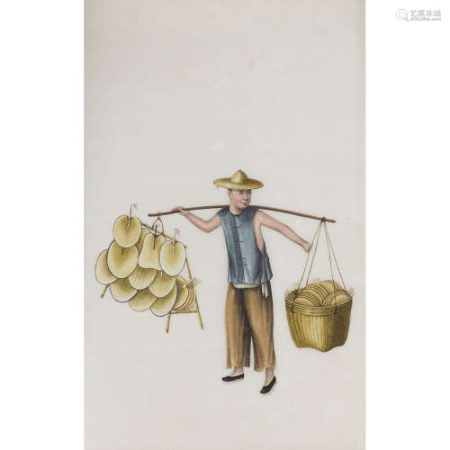 THREE ALBUMS OF PITH PAPER PAINTINGS OF CHINESE LIFE QING DYNASTY, 19TH CENTURY album 37 x 26cm