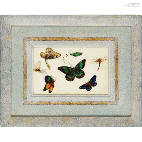 SET OF SIX PITH PAPER PAINTINGS DEPICTING BUTTERFLIES QING DYNASTY, 19TH CENTURY 21.2 x 13.5cm (sight)