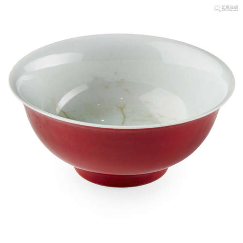 RUBY RED GLAZED BOWL QIANLONG MARK AND OF THE PERIOD 13.8cm