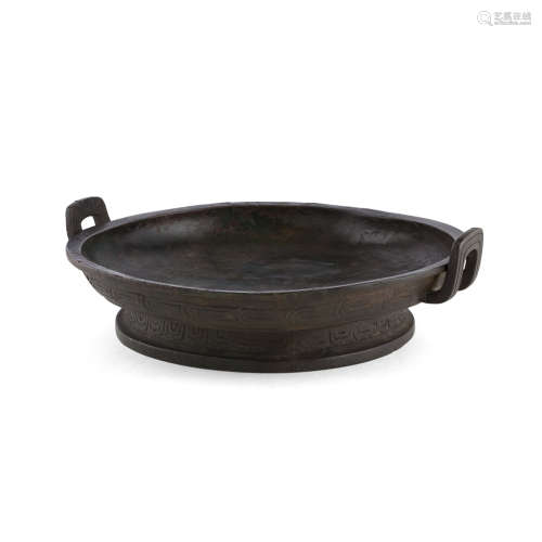 BRONZE RITUAL VESSEL, PAN SONG DYNASTY OR LATER 42.5cm wide