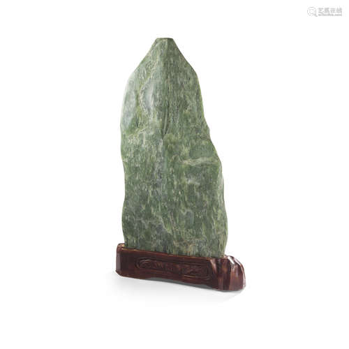 LARGE SERPENTINE SCHOLAR'S ROCK 39.5cm high (excluding stand)