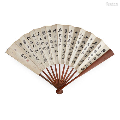 TWO PAINTED FANS LATE QING DYNASTY/REPUBLIC PERIOD