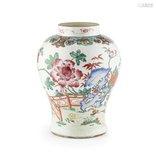 FAMILLE ROSE BALUSTER JAR QING DYNASTY, 19TH CENTURY 34cm high