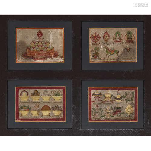 GROUP OF THREE MINIATURE PAINTINGS MONGOLIA, 19TH CENTURY