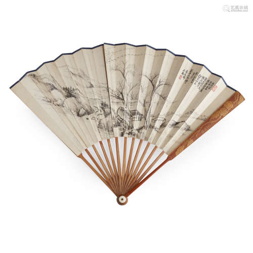 TWO PAINTED FANS LATE QING DYNASTY/REPUBLIC PERIOD