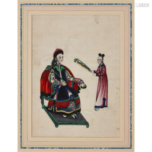 SET OF EIGHT EXPORT GOUACHE PAINTINGS ON PITH PAPER QING DYNASTY, 19TH CENTURY 18 x 25cm
