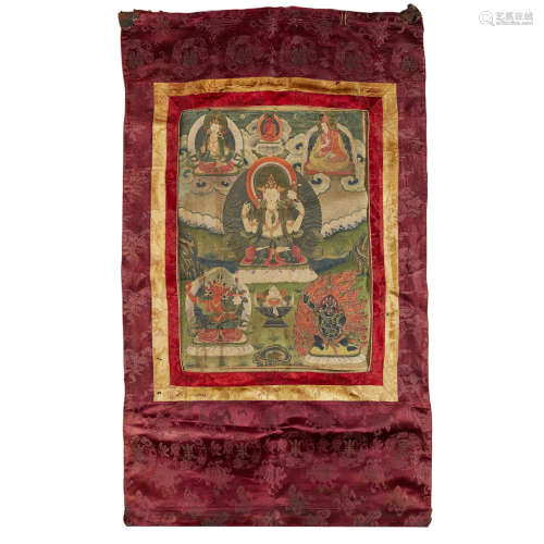 THANGKA OF SHADAKSHARI AVALOKITESHVARA TIBET, 18TH/19TH CENTURY 39x49cm
